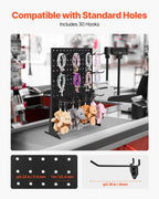 VEVOR Pegboard Display Stand, 43 x 33 cm Tabletop Pegboard Display Stand with 30 Hooks, Thickened Cold-Rolled Steel Peg Board Panel for Grocery, Retail Store and Jewelry Shop, Black (2 PCS)