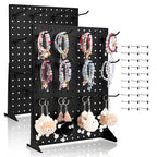 VEVOR Pegboard Display Stand, 43 x 33 cm Tabletop Pegboard Display Stand with 30 Hooks, Thickened Cold-Rolled Steel Peg Board Panel for Grocery, Retail Store and Jewelry Shop, Black (2 PCS)