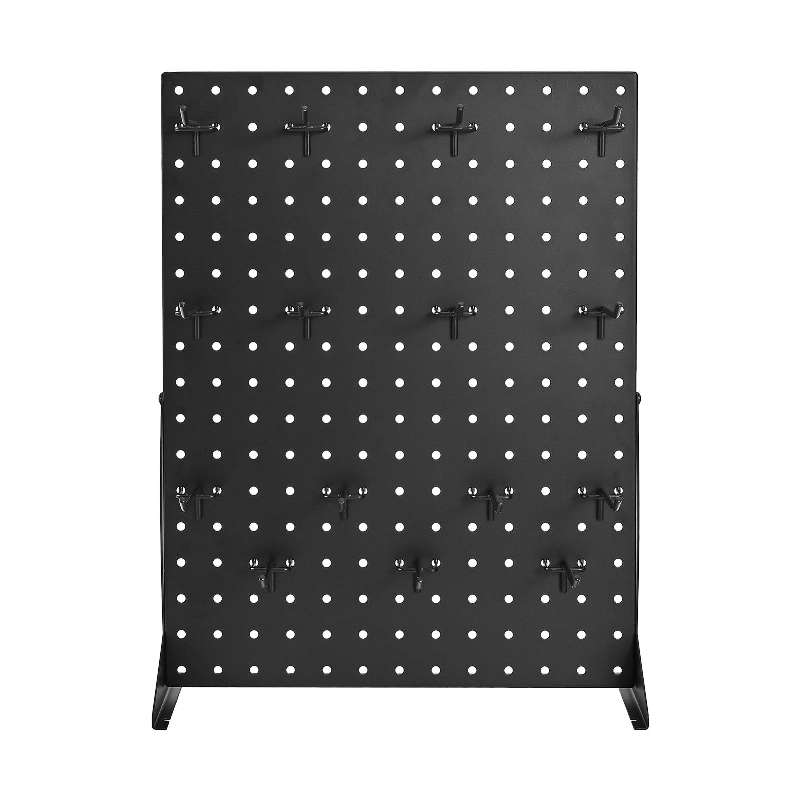 VEVOR Pegboard Display Stand, 43 x 33 cm Tabletop Pegboard Display Stand with 30 Hooks, Thickened Cold-Rolled Steel Peg Board Panel for Grocery, Retail Store and Jewelry Shop, Black (2 PCS)