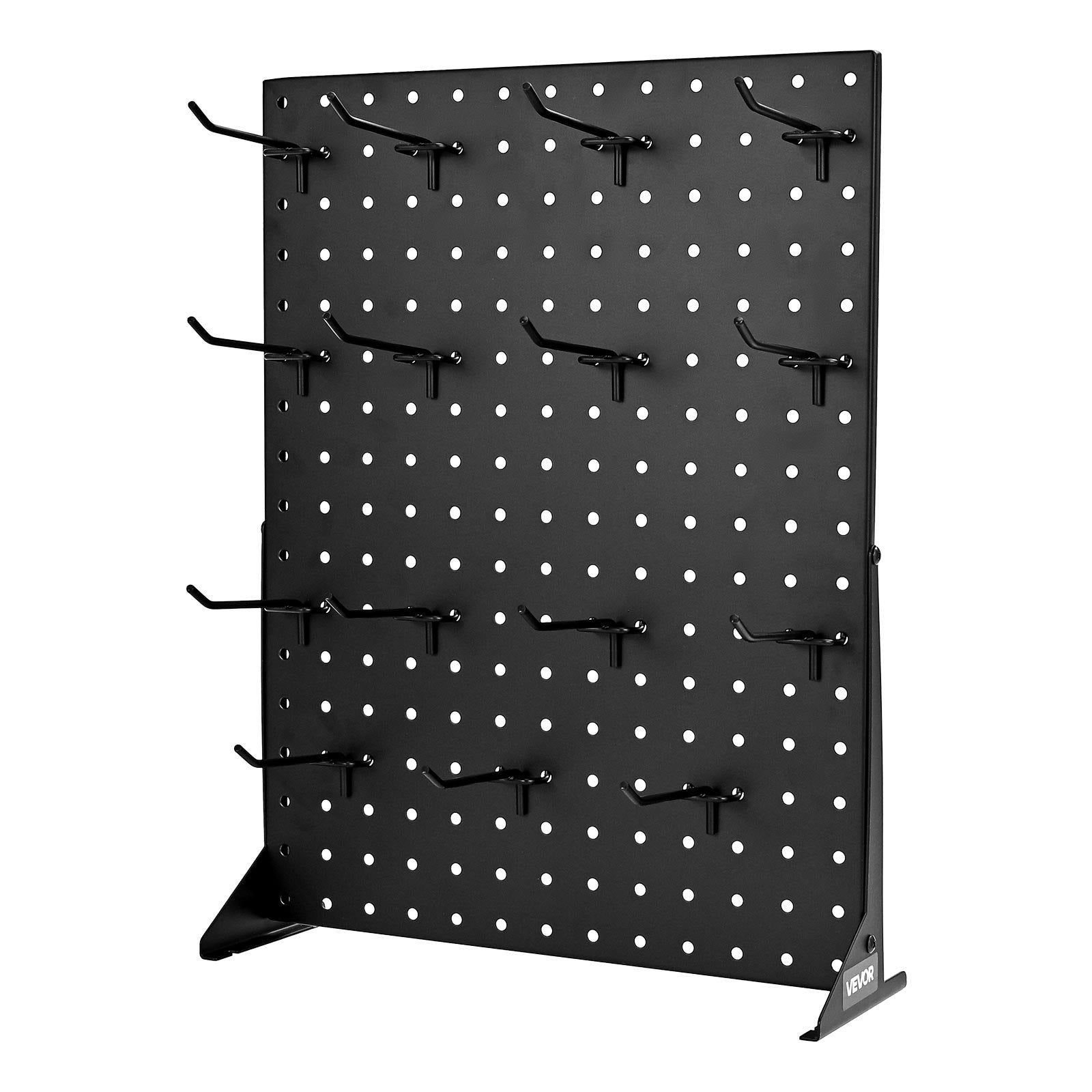 VEVOR Pegboard Display Stand, 43 x 33 cm Tabletop Pegboard Display Stand with 30 Hooks, Thickened Cold-Rolled Steel Peg Board Panel for Grocery, Retail Store and Jewelry Shop, Black (2 PCS)