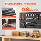 VEVOR Metal Pegboard Panels, 24" x 12" Pegboard, 3 Panels, Heavy Duty Steel Peg Board Wall Organizer, for Living Room Garage Tool Storage Workbench Office Organization Craft Room Kitchen Home, Black