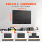 VEVOR Metal Pegboard Panels, 24" x 12" Pegboard, 3 Panels, Heavy Duty Steel Peg Board Wall Organizer, for Living Room Garage Tool Storage Workbench Office Organization Craft Room Kitchen Home, Black