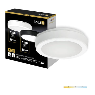 Ceiling lamp LED NAIROS G2 12W 3CCT IP65 white Kobi Premium