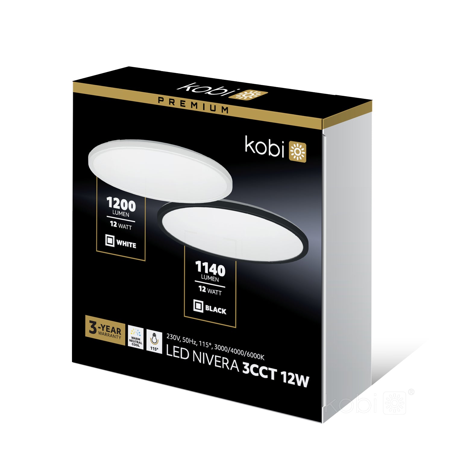 Ceiling lamp LED NIVERA CIRCLE 12W 3CCT IP54 white Kobi Premium