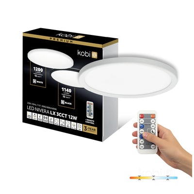 Ceiling lamp LED NIVERA CIRCLE 12W 3CCT LX IP54 white Kobi Premium