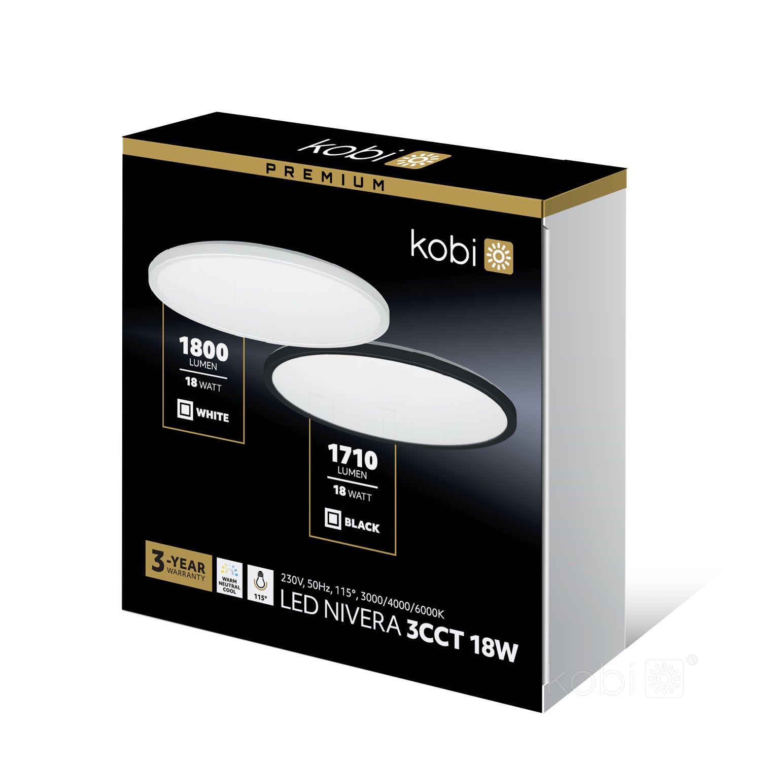 Ceiling lamp LED NIVERA CIRCLE 18W 3CCT IP54 white Kobi Premium