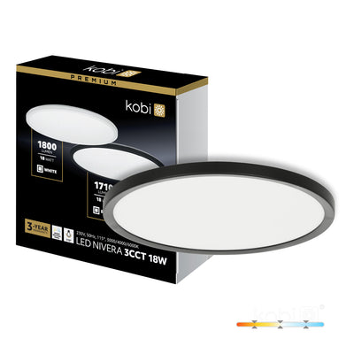 Ceiling lamp LED NIVERA CIRCLE 18W 3CCT IP54 black Kobi Premium
