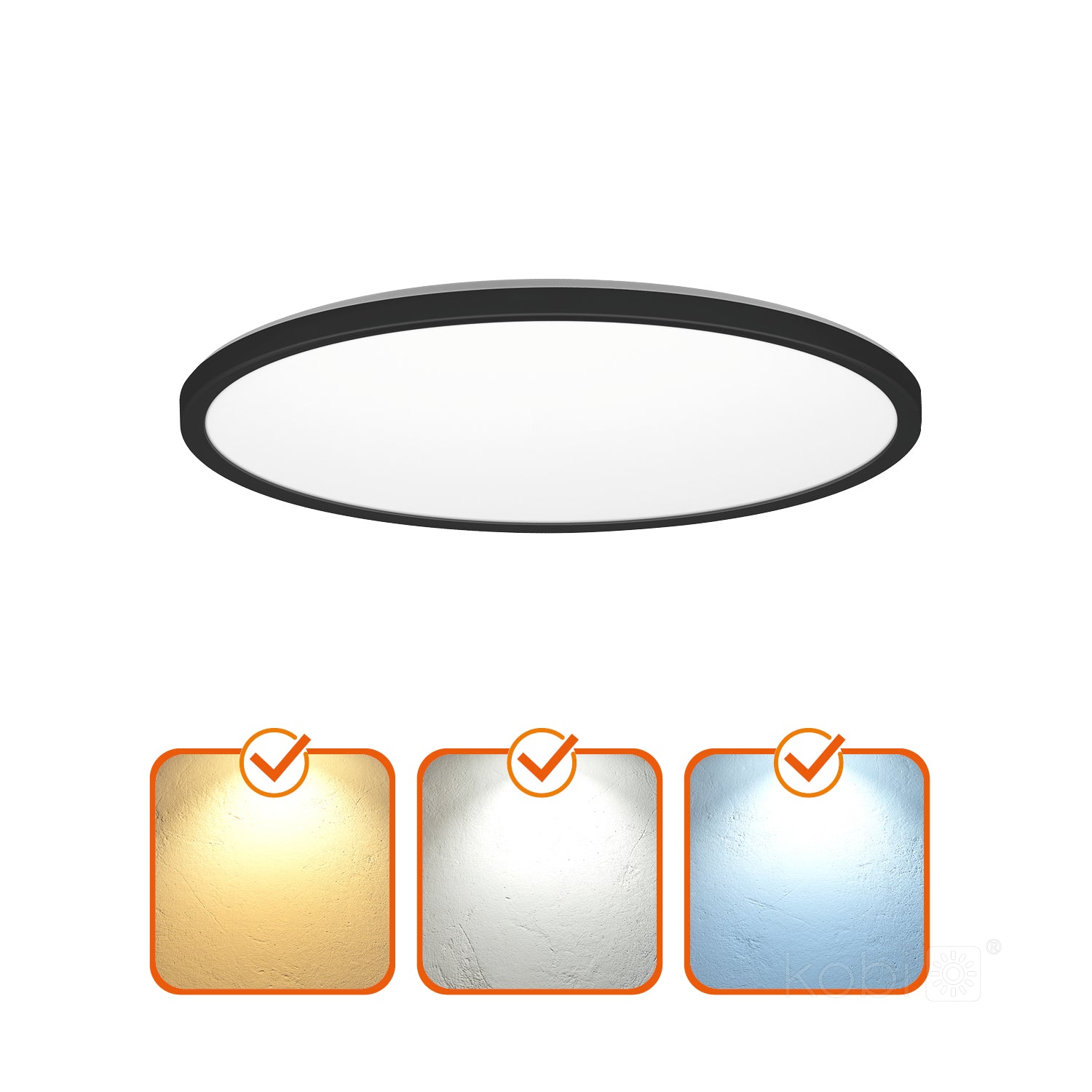 Ceiling lamp LED NIVERA CIRCLE 18W 3CCT LX IP54 black Kobi Premium