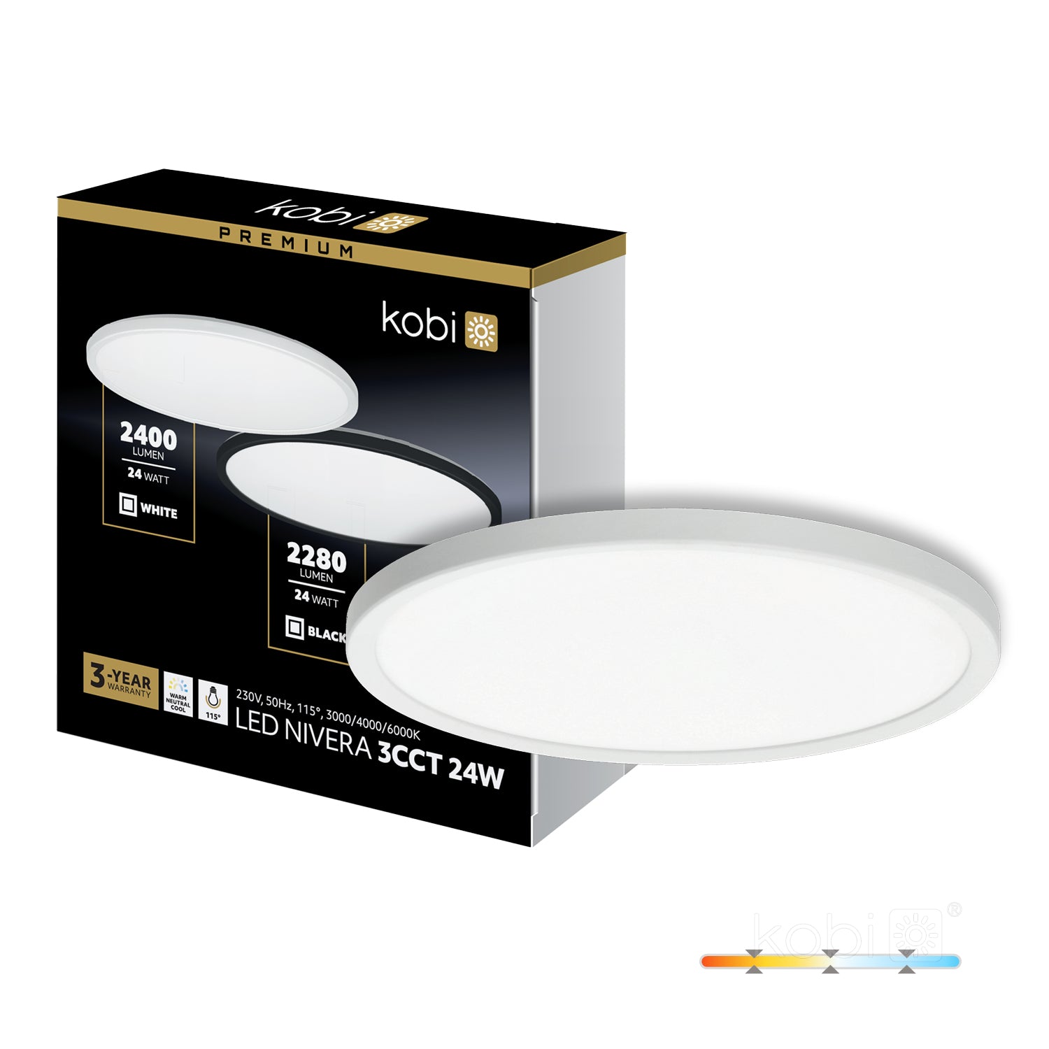 Ceiling lamp LED NIVERA CIRCLE 24W 3CCT IP54 white Kobi Premium