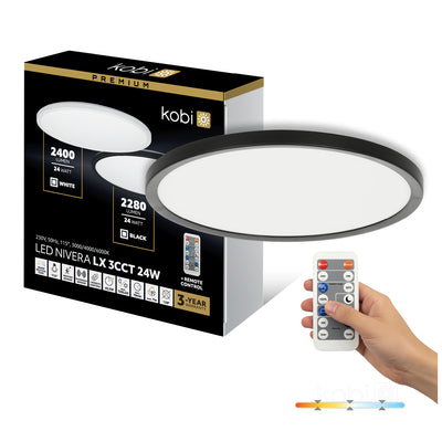 Ceiling lamp LED NIVERA CIRCLE 24W 3CCT LX IP54 black Kobi Premium