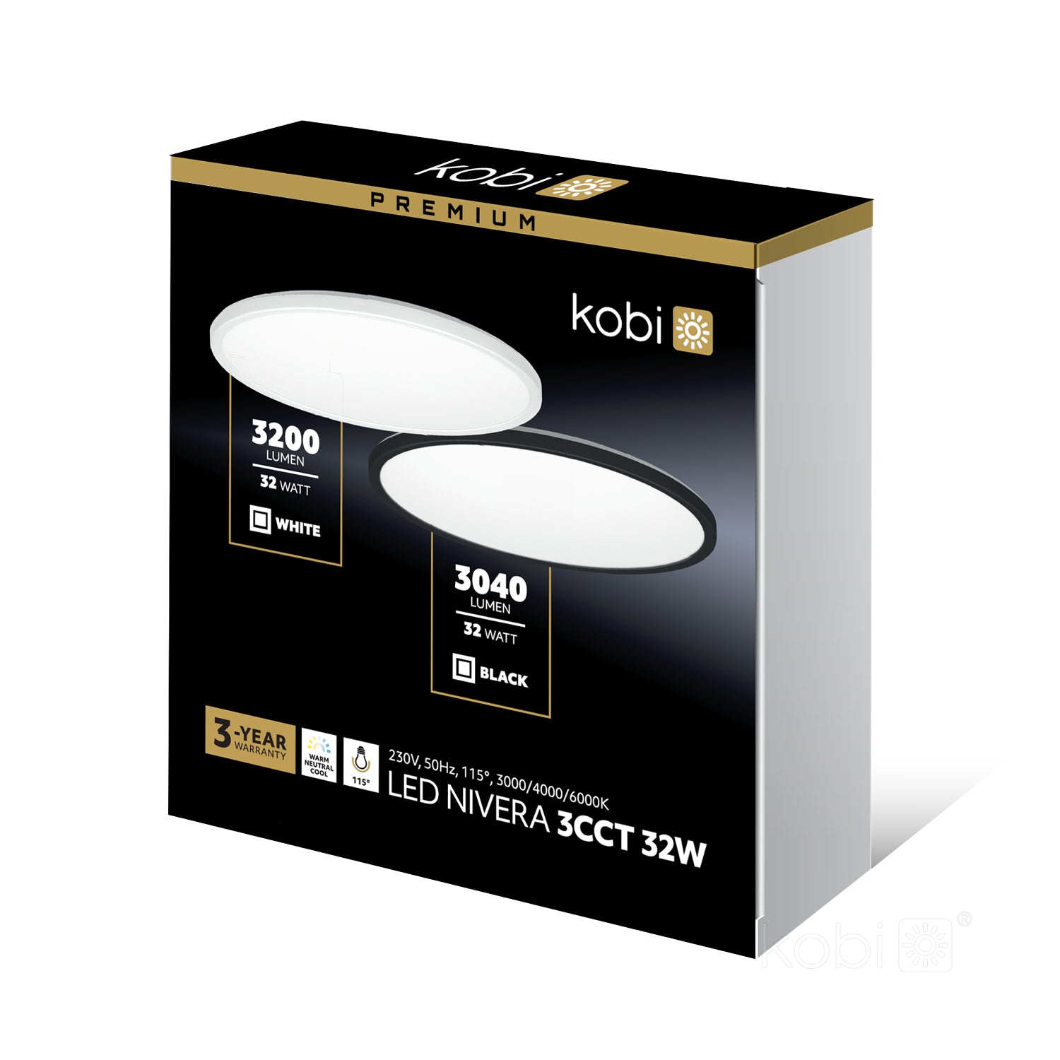 Ceiling lamp LED NIVERA CIRCLE 32W 3CCT IP54 white Kobi Premium