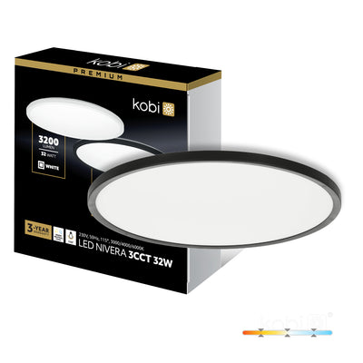 Ceiling lamp LED NIVERA CIRCLE 32W 3CCT IP54 black Kobi Premium