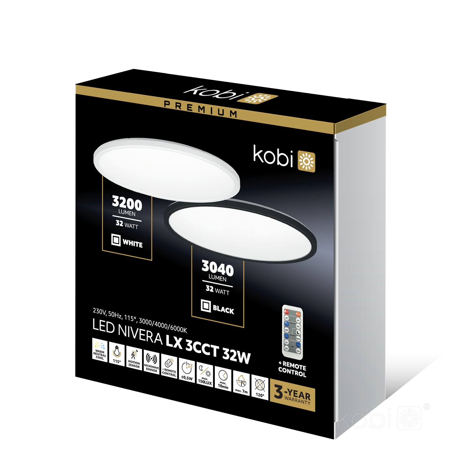 Ceiling lamp LED NIVERA CIRCLE 32W 3CCT LX IP54 white Kobi Premium