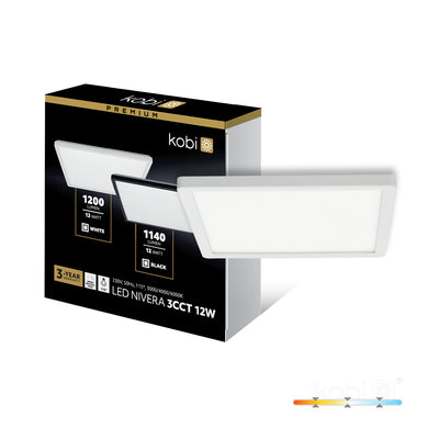Ceiling lamp LED NIVERA SQUARE 12W 3CCT IP54 white Kobi Premium