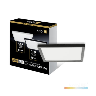Ceiling lamp LED NIVERA SQUARE 12W 3CCT IP54 black Kobi Premium