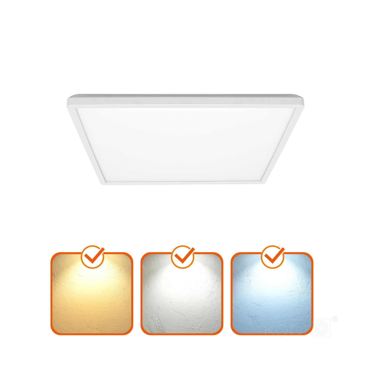 Ceiling lamp LED NIVERA SQUARE 18W 3CCT IP54 white Kobi Premium