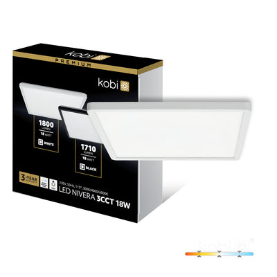 Ceiling lamp LED NIVERA SQUARE 18W 3CCT IP54 white Kobi Premium