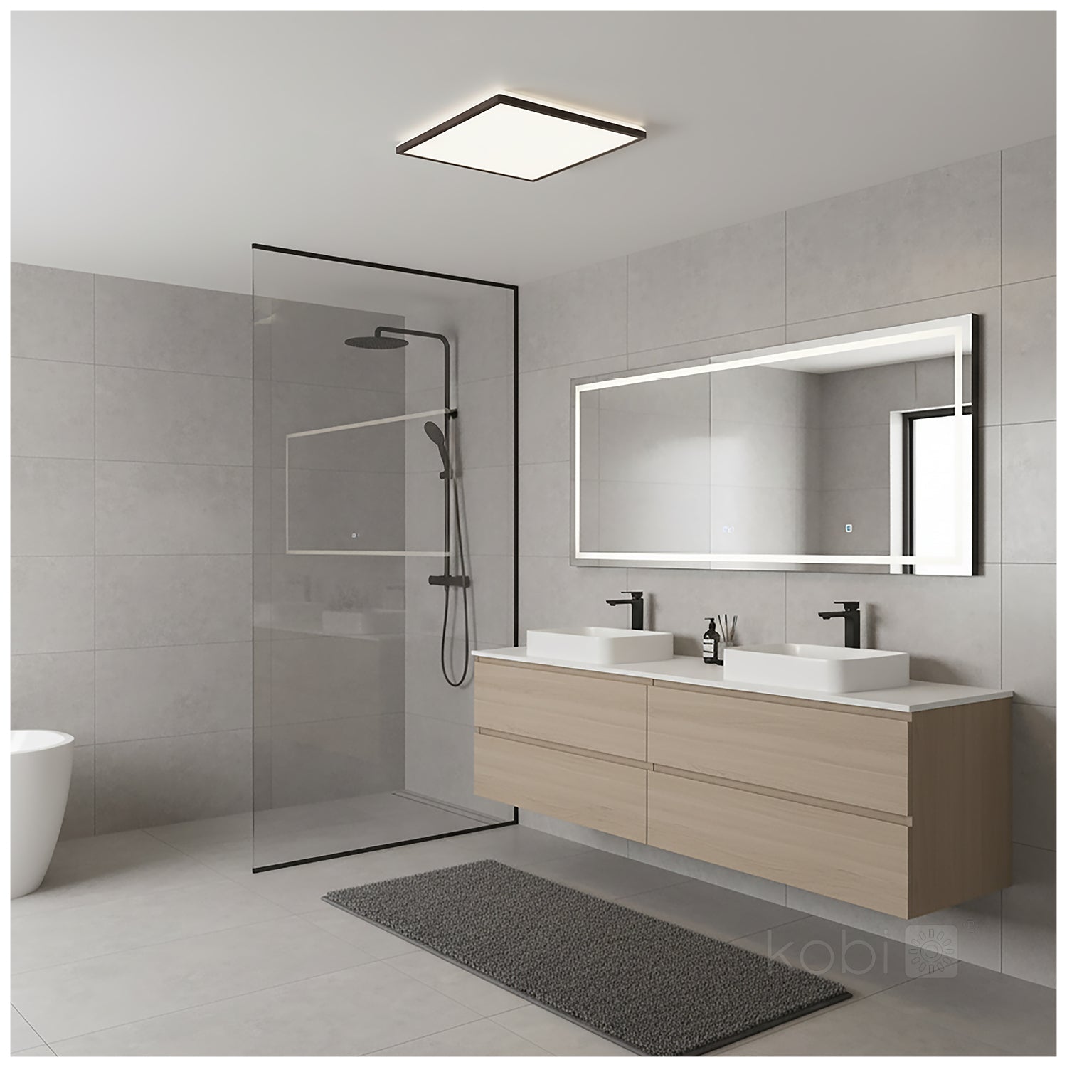 Ceiling lamp LED NIVERA SQUARE 18W 3CCT IP54 black Kobi Premium