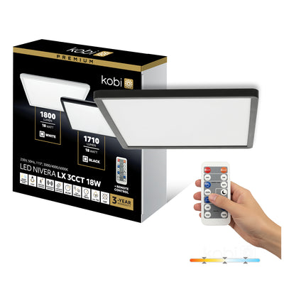 Ceiling lamp LED NIVERA SQUARE 18W 3CCT LX IP54 black Kobi