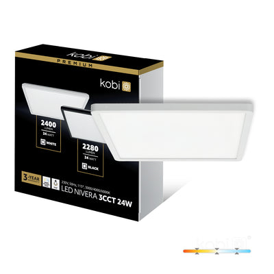Ceiling lamp LED NIVERA SQUARE 24W 3CCT IP54 white Kobi Premium