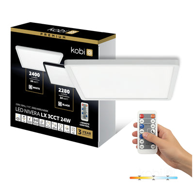 Ceiling lamp LED NIVERA SQUARE 24W 3CCT LX IP54 white Kobi
