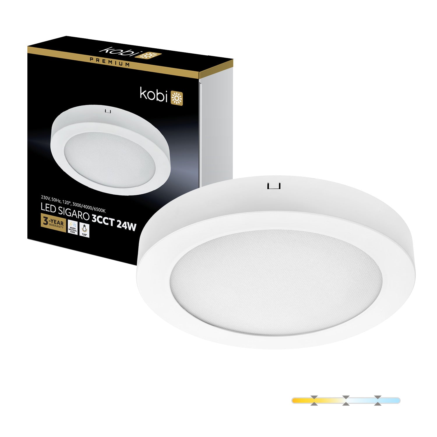 Ceiling lamp LED SIGARO CIRCLE 24W 3CCT Kobi Premium