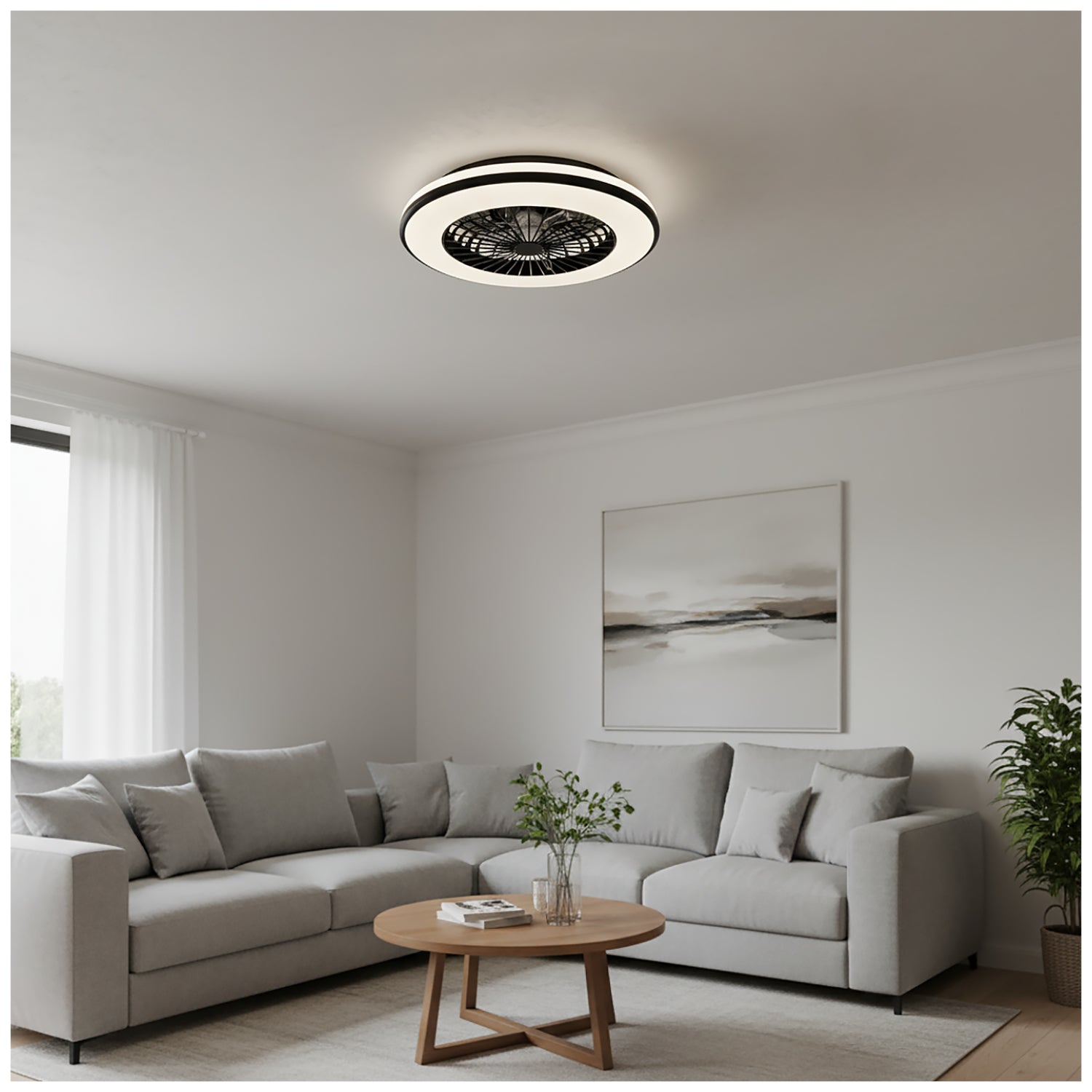 Ceiling LED lamp with fan VENTELUX 48W+15W 3CCT black Kobi Windstar