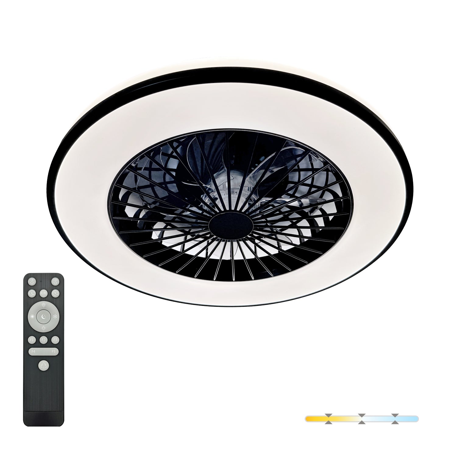Ceiling LED lamp with fan VENTELUX 48W+15W 3CCT black Kobi Windstar