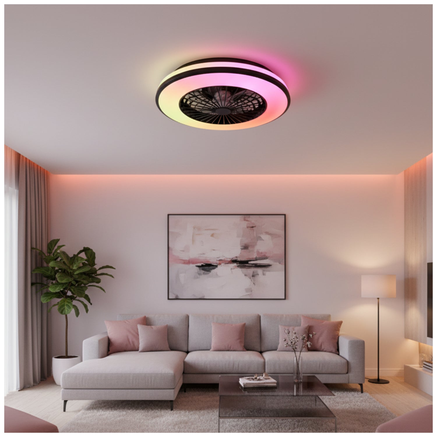 Ceiling LED lamp with fan VENTELUX 48W+15W 3CCT+RGB Kobi Windstar