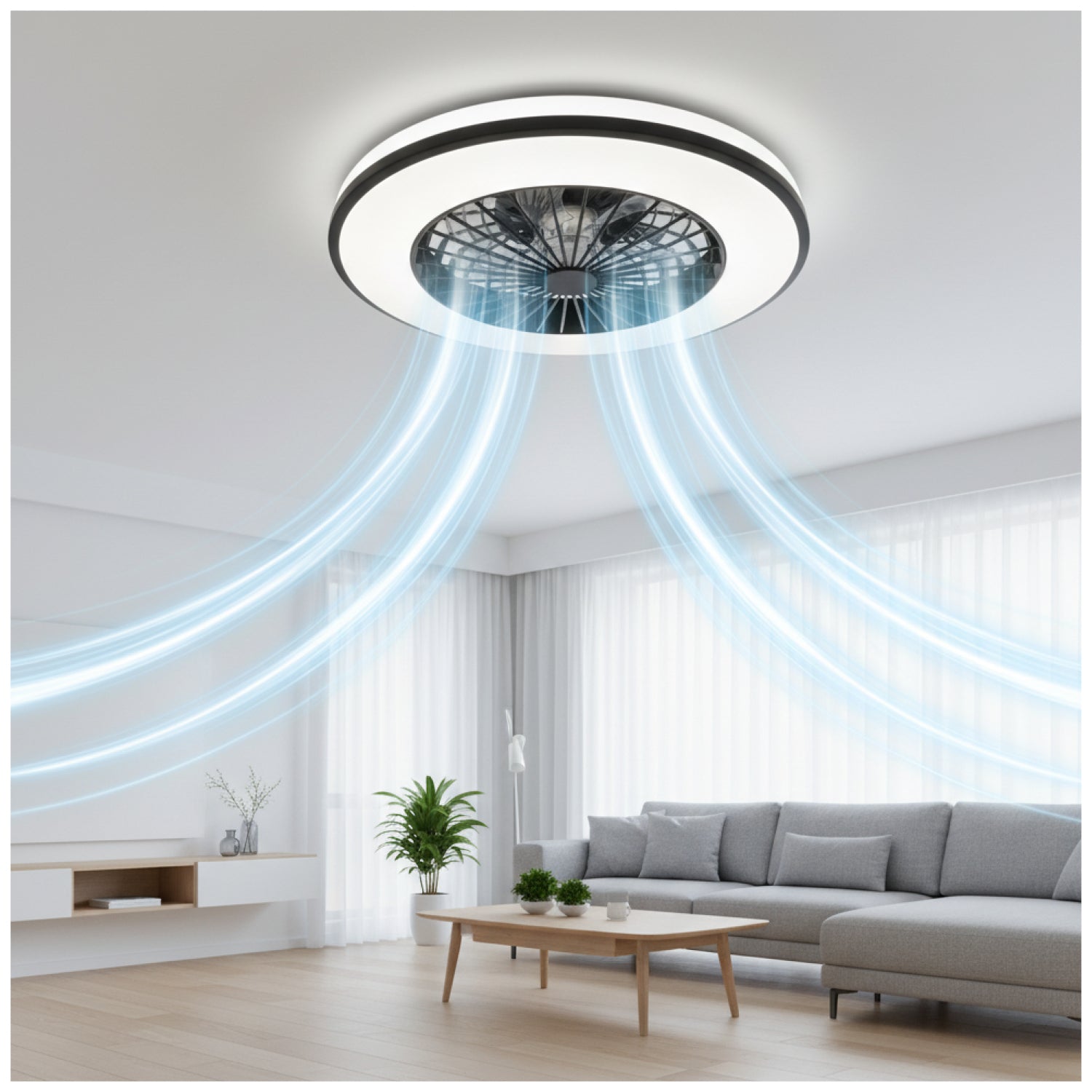 Ceiling LED lamp with fan VENTELUX 48W+15W 3CCT+RGB Kobi Windstar