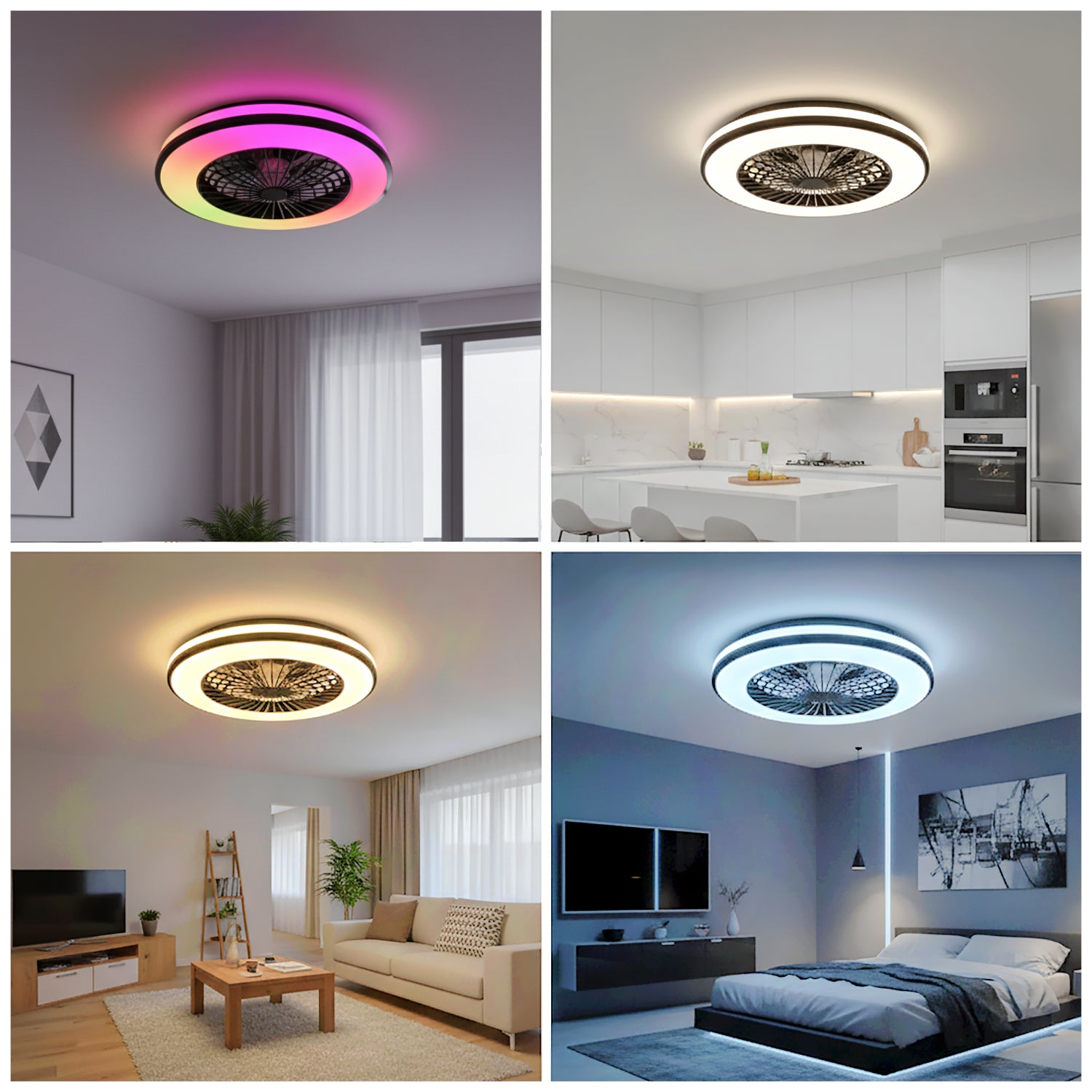 Ceiling LED lamp with fan VENTELUX 48W+15W 3CCT+RGB Kobi Windstar