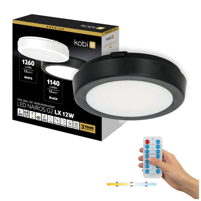 Ceiling lamp with motion sensor LED NAIROS G2 12W 3CCT LX IP65 black Kobi Premium