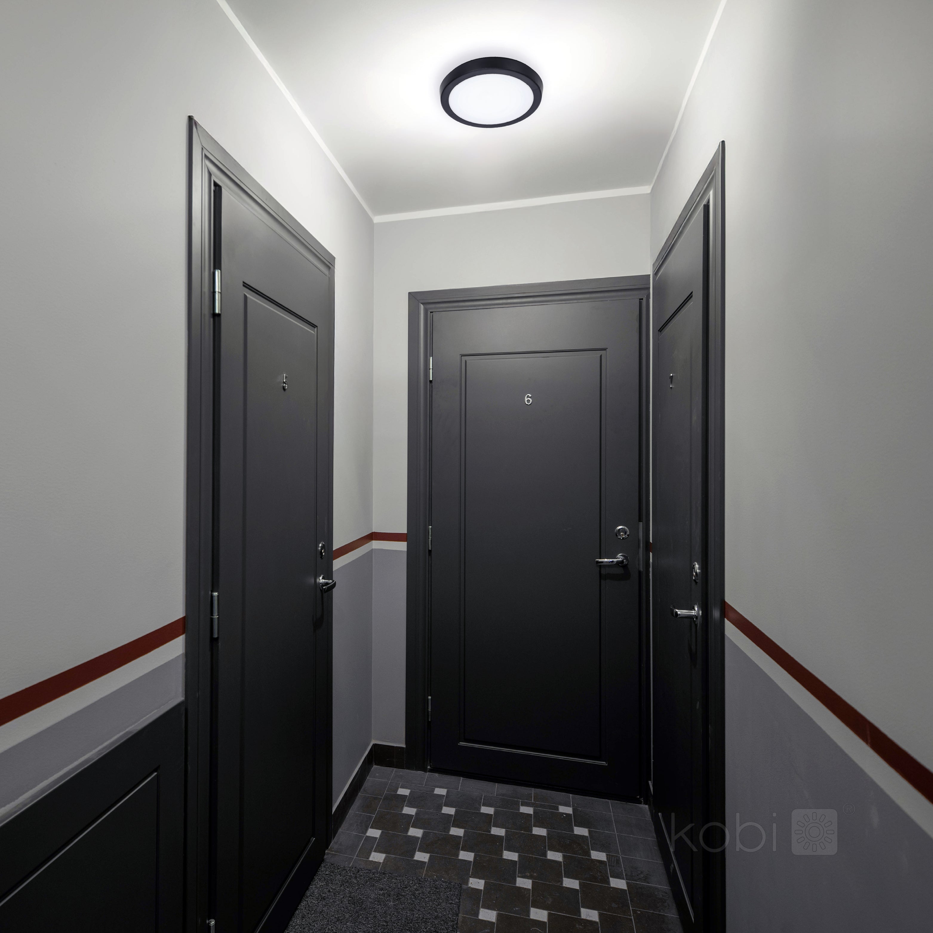 Ceiling lamp with motion sensor LED NAIROS G2 18W 3CCT LX IP65 black Kobi Premium