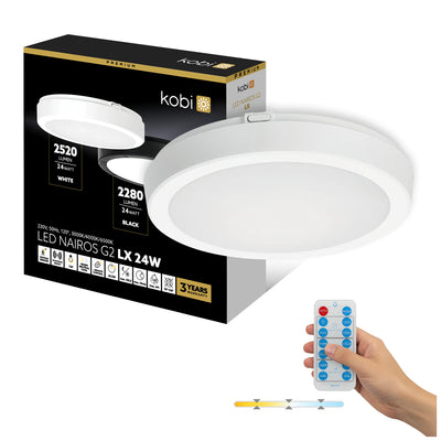 Ceiling lamp with motion sensor LED NAIROS G2 24W 3CCT LX IP65 white Kobi Premium