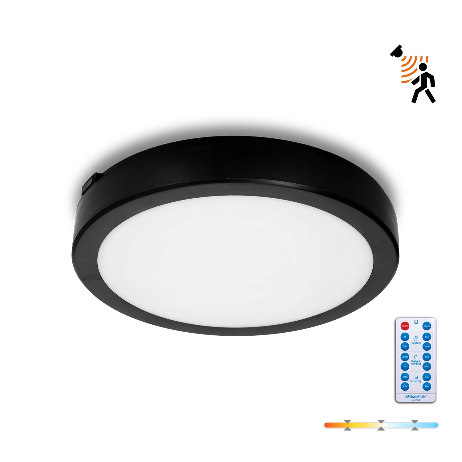Ceiling lamp with motion sensor LED NAIROS G2 24W 3CCT LX IP65 black Kobi Premium