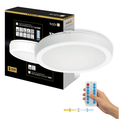 Ceiling lamp with motion sensor LED NAIROS G2 36W 3CCT LX IP65 white Kobi Premium