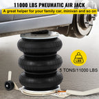 VEVOR 5 Ton/4999.9 kg Pneumatic Jack Triple Bag Air Jack Lifting Height 16.5-40.6 cm Inflatable Car Jack Lifter Pneumatic Air Jack 4999.9 kg Capacity Extremely Fast Lifting