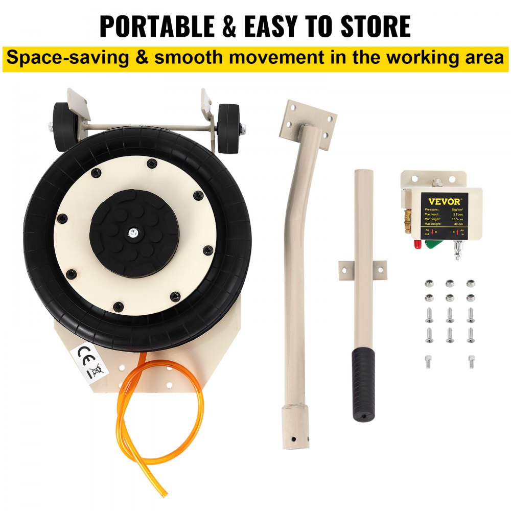 VEVOR 5 Ton/4999.9 kg Pneumatic Jack Triple Bag Air Jack Lifting Height 16.5-40.6 cm Inflatable Car Jack Lifter Pneumatic Air Jack 4999.9 kg Capacity Extremely Fast Lifting