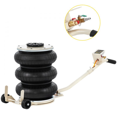 VEVOR 5 Ton/4999.9 kg Pneumatic Jack Triple Bag Air Jack Lifting Height 16.5-40.6 cm Inflatable Car Jack Lifter Pneumatic Air Jack 4999.9 kg Capacity Extremely Fast Lifting