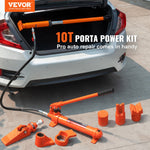 VEVOR 10 Ton Porta Power Kit, Portable Hydraulic Jack with 4.6 ft/1.4 m Oil Hose, Auto Body Frame Repair Kit with Storage Case for Car Repair, Truck, Farm