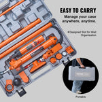 VEVOR 10 Ton Porta Power Kit, Portable Hydraulic Jack with 4.6 ft/1.4 m Oil Hose, Auto Body Frame Repair Kit with Storage Case for Car Repair, Truck, Farm