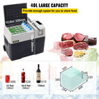 VEVOR Car Refrigerator, 12 Volt Car Refrigerator Fridge, 40 L Single Zone Portable Freezer with Wheels and Handle, -4℉-68℉, 12/24V DC and 100-240V AC Compressor Cooler for Outdoor, Camping