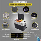 VEVOR Car Refrigerator, 12 Volt Car Refrigerator Fridge, 30 L Single Zone Portable Freezer with Wheels and Handle, -4℉-68℉, 12/24V DC and 100-240V AC Compressor Cooler for Outdoor, Camping