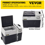 VEVOR Car Refrigerator, 12 Volt Car Refrigerator Fridge, 30 L Single Zone Portable Freezer with Wheels and Handle, -4℉-68℉, 12/24V DC and 100-240V AC Compressor Cooler for Outdoor, Camping