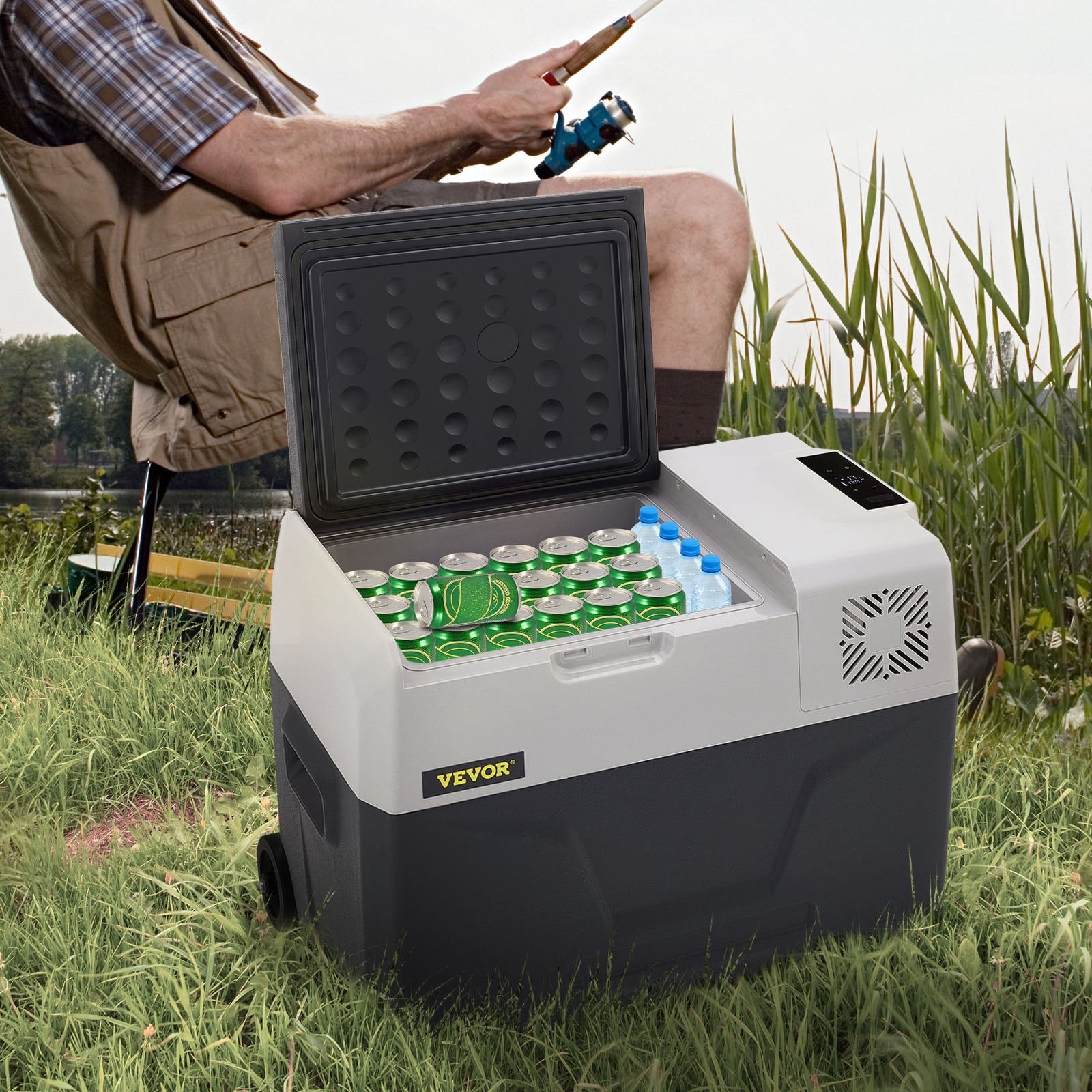 VEVOR Car Refrigerator, 12 Volt Car Refrigerator Fridge, 30 L Single Zone Portable Freezer with Wheels and Handle, -4℉-68℉, 12/24V DC and 100-240V AC Compressor Cooler for Outdoor, Camping