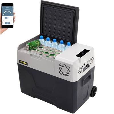 VEVOR Car Refrigerator, 12 Volt Car Refrigerator Fridge, 30 L Single Zone Portable Freezer with Wheels and Handle, -4℉-68℉, 12/24V DC and 100-240V AC Compressor Cooler for Outdoor, Camping