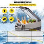 VEVOR Portable Small Car Freezer 45L Mini Car Freezer Refrigerator 45W Car Fridge Cooler 12V Fridge Freezer AC/DC Portable Freezer Portable Vehicle Car Fridge For Home and Outdoor Use