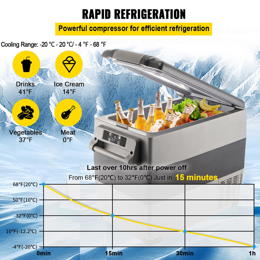 VEVOR Car Refrigerator 55L Compressor Portable Small Refrigerator Car Refrigerator Freezer Vehicle Car Truck RV Boat Mini Electric Cooler for Driving Travel Fishing Outdoor and Home Use