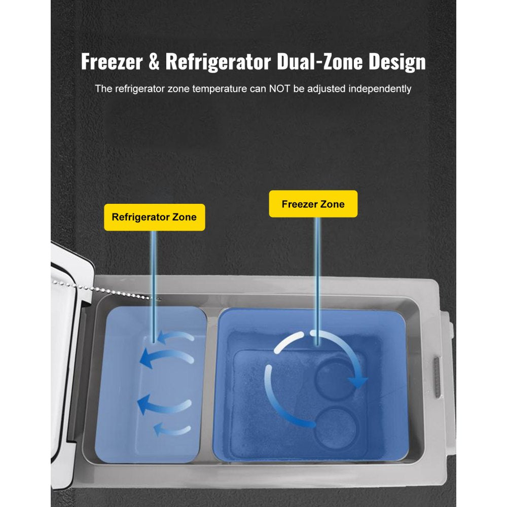 VEVOR Portable Small Car Freezer 45L Mini Car Freezer Refrigerator 45W Car Fridge Cooler 12V Fridge Freezer AC/DC Portable Freezer Portable Vehicle Car Fridge For Home and Outdoor Use