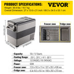 VEVOR Car Refrigerator 55L Compressor Portable Small Refrigerator Car Refrigerator Freezer Vehicle Car Truck RV Boat Mini Electric Cooler for Driving Travel Fishing Outdoor and Home Use